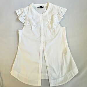 Banana Republic Cotton Ivory Eyelet Sleeve Blouse Size 6